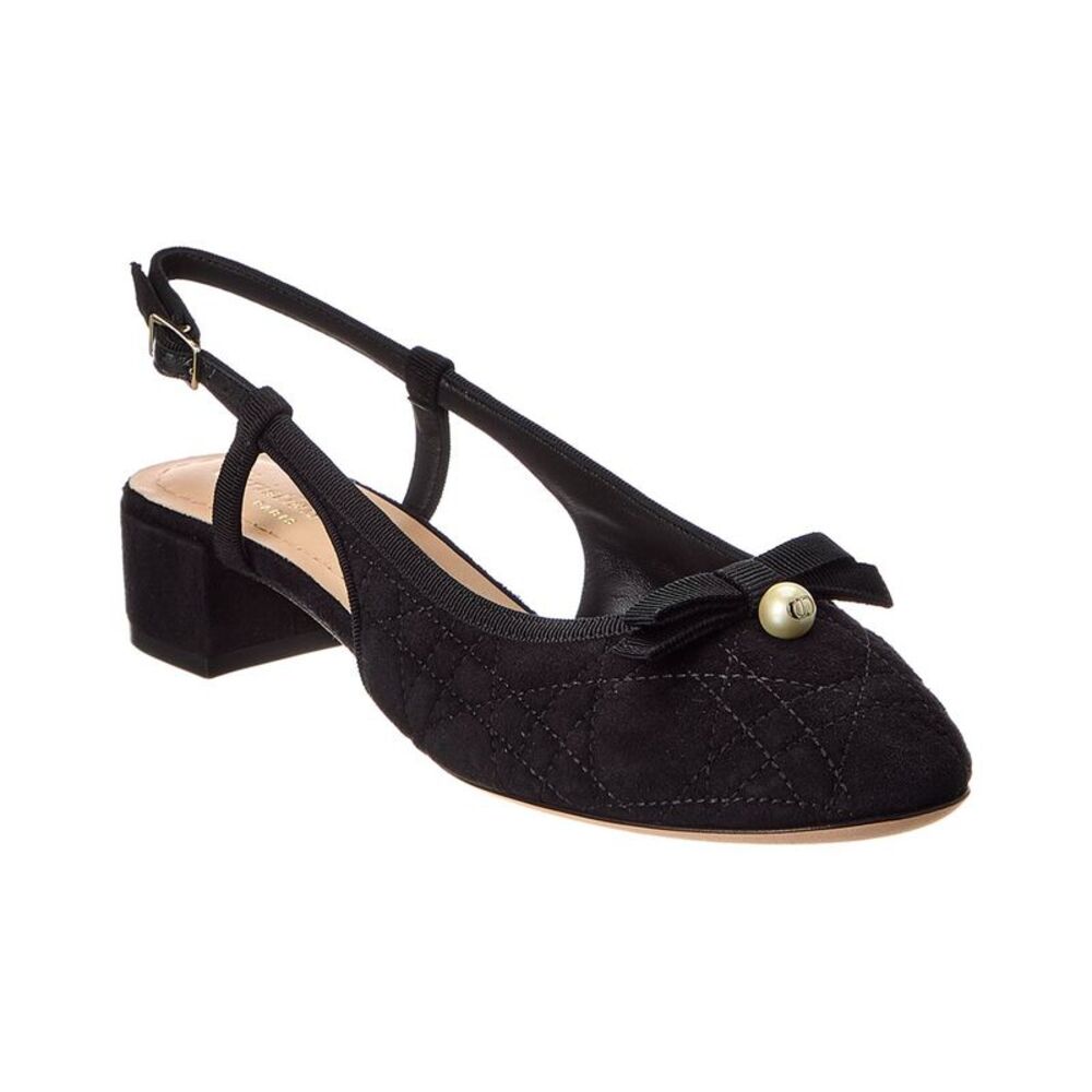 Dior Ballet Quilted Suede Slingback Pump, Black - Picture 1 of 5